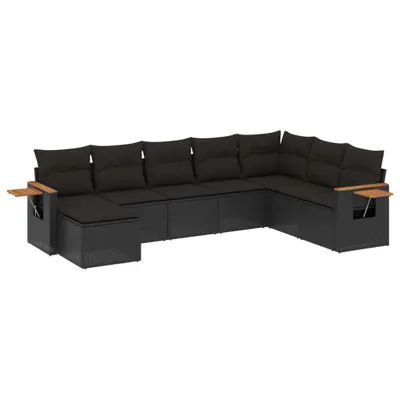 Produktbild von vidaXL 8-tlg. Garten-Sofagarnitur mit Kissen Schwarz Poly Rattan