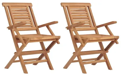 Produktbild von vidaXL Gartenstühle 2 Stk. Klappbar 56x63x90 cm Massivholz Teak