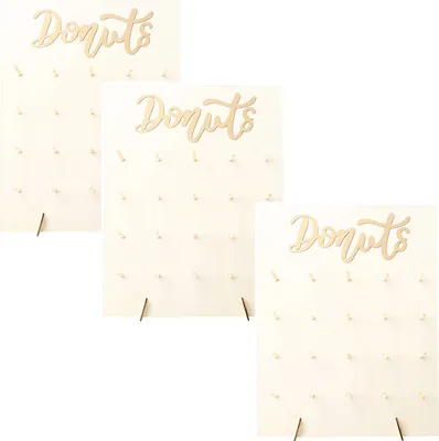 Produktbild von 3X Holz Donut Wandhalterung Donut Halter Hochzeit Dekoration ,Donut Wall Candy Bar 20 Kapazität Haushalts Dekoration Donuts Ständer für Hochzeit Lieferungen Babyparty Geburtstagsfeier Dekofiguren
