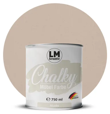 Produktbild von LM-Kreativ Chalky Möbelfarbe 750 ml, Nude – deckende Kreidefarbe auf Wasserbasis, ultramatt, für Möbel, Holz & Metall, meist ohne Grundierung