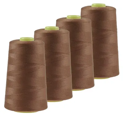 Produktbild von 4 x 4572m Qualitäts Overlock-Garn Overlock-Nähgarn Farbe 701 - 740, Farbe:A716 braun