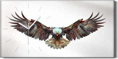 Produktbild von Wandbild Leinwand Bilder mit Uhr Geräuschlos 60x30 Tier Vogel Adler Kunst - weiße Hände