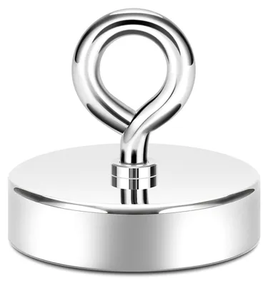 Produktbild von Angelmagnet 227 kg Zugkraft CNC-gefräste Metallbasis 6,3 cm Durchmesser silber