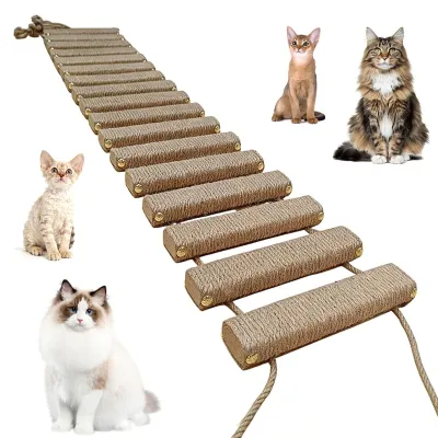 Katzenleiter 150 cm, Holz mit Sisalseil, Kletterbrücke