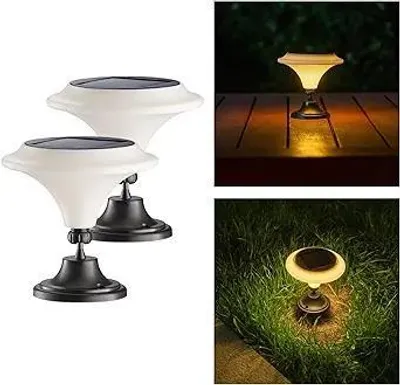 Produktbild von Outdoor-Solar-Tischlampen, 2er-Set klassische Martini-Glas-Form, mit Bodenplatte & Erdspieß, wasserdicht, LED-Dekolicht, warmweiß, für Garten & Wege