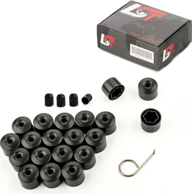 Produktbild von 20x Radschrauben Kappen Radschraubenkappen 17 mm schwarz matt für VW SEAT SKODA