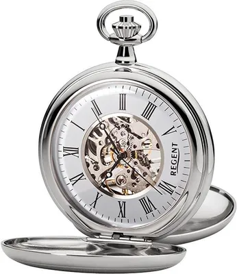 Produktbild von Regent Taschenuhr verchromt analog Mechanik silberfarben P-700