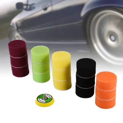 Produktbild von Polierkissen Set 16 Stück - 2" Schwamm Flachpolier Pads für Luftschleifer, M6X1 Gewinde - Ideal für Autopolieren