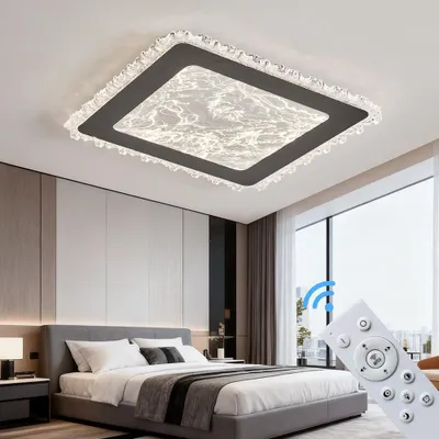 Produktbild von LED Deckenleuchte dimmbar mit Fernbedienung, stufenlos 3000–7000 K, energiesparend & langlebig, modernes Design in Schwarz oder Weiß, ideal für Wohnzimmer, Schlafzimmer & Küche (253-FX-BL)