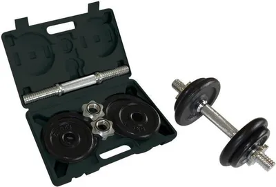 Produktbild von Hantelset Schildkrot 10 Kg, Schwarz, Chrom Hantelstange 30 cm, Gusseisen Platten, Komplettes Körpertraining