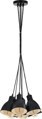 Produktbild von EGLO Pendellampe Priddy, 7 flammige Vintage Pendelleuchte im Industrial Design, Retro Hängelampe aus Stahl, Farbe: Schwarz, weiß, Fassung: E27