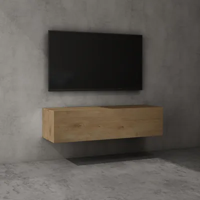 Image de doporro Meuble TV Bas 120x40,2x30cm Armoire TV Marron Clair Table de Télévision Salon avec Porte Meuble TV Suspendu MBTV02