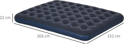 Obrázek produktu pro Skládací dvojitá nafukovací postel na kempování, tmavě modrá, 203 x 152 x 22 cm, ideální na kempování a pro hosty, 203 cm, 152 cm