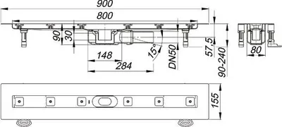 Zdjęcie produktu dla Odpływ liniowy Dallmer CeraLine PLAN F 800 mm, DN 50