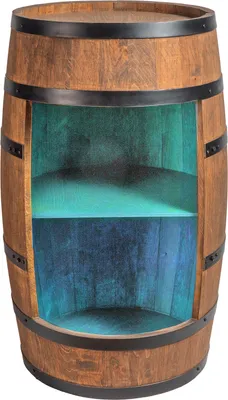 Produktbild von Weinregal mit LED Leuchten - Weinschrank Mini Bar - Alkohol Schrank Mann - Weinregal - Weinfass - Fass bar - Weinbar - Wein bar - Fassbar - Barschrank mit LED-Leuchten - 80cm hoch - Retro deko Bar Regal - Hausbar Theke - Fassmöbel (Wenge)
