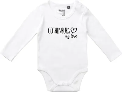 Produktbild von Huuraa Baby Body Gothenburg my love 74 White  Baumwolle Fairtrade Langarmbody Geschenkidee