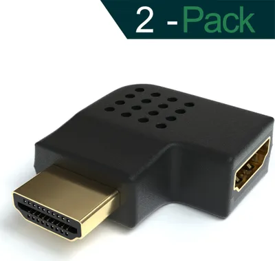 Produktbild von 2x HDMI Winkel Adapter Rechts 90 Grad Flach gewinkelt 4K UHD 2160p Winkelstecker