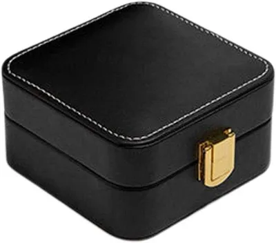 Productafbeelding van Sieradendoos Reis - Juwelendoosje Organizer - Sieraden Opbergen - Met Spiegel - 105x105x50mm - Zwart