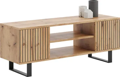 Zdjęcie produktu dla Szafka RTV 135 cm loft dąb craft złoty - lamele