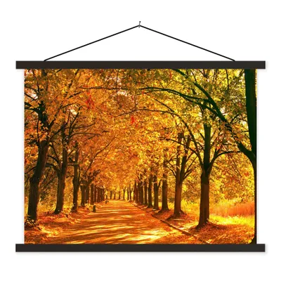 Produktbild von MuchoWow® Textilposter Wald - Herbst - Jahreszeiten - Ländlich 150x113 cm mit holzfarbenen Rahmen - Poster