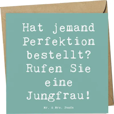 Produktbild von Mr. & Mrs. Panda Grußkarte Spruch Jungfrau Perfektion - Meeresbrise - Geschenk, Geschenke Sternzeichen, Astrologie, Glückwunschkarte, methodisch, Liebe zum Detail