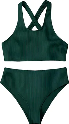 Immagine prodotto di Costume da bagno da donna Bikini due pezzi vita alta verde L