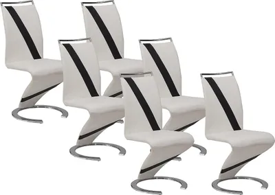 Produktbild von 6er Set TWIZY Stühle - Lederähnliches Material schwarz + weiß