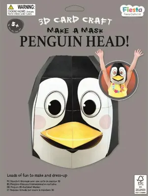 Produktbild von Fiesta Crafts Bastelset Pinguin 3D Maske aus Karton für Kinder