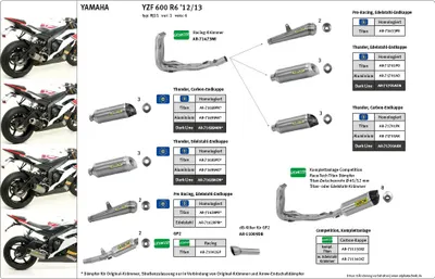 Produktbild von ARROW Racing-Krümmer für Yamaha YZF-R6 2012-16, ohne Katalysator