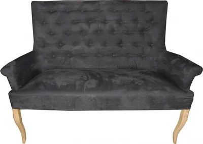 Produktbild von Casa Padrino Designer Chesterfield Sitzbank Sofa Dunkelgrau / Holzfarben 155 x 70 x 108 cm - Retro Salon Barock Möbel