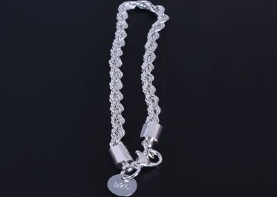 Produktbild von Damen-Armband aus 925er-Sterlingsilber, gedreht, mit Charm-Armband, Verschluss, Party-Schmuck