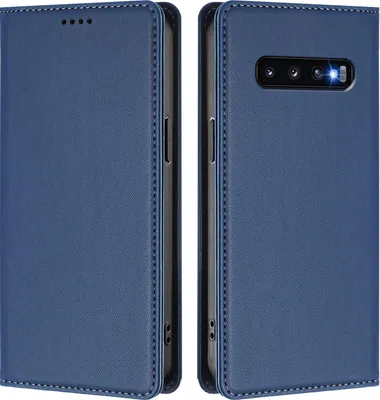 Obrázek produktu pro Kožené pouzdro pro Samsung Galaxy S10, magnetické flipové pouzdro zPolyuretankůže se stojánkem Tmavě modrá