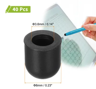 Produktbild von 40 Stš¹ck Ersatz-Stylus-Stiftspitzen 6mm Leitf?hige Kapazitive Touchscreen-Stiftspitzen Silikon-Gummi, Schwarz