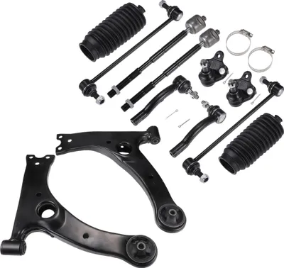 Produktbild von 12-teiliges Vordere Aufhängungskit Untere Querlenker, Innere und Äußere Spurstangenköpfe, Vorderer Stabilisator-Verbindungsstange,für Toyota Corolla 2003-2008