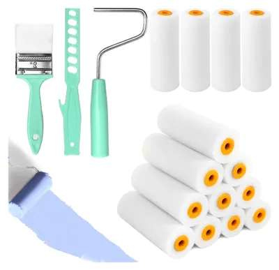 Produktbild von 17-teiliges Farbroller-Set Klein mit Schaumwalzen und Farbroller-Bügel