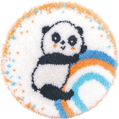 Obrázok produktu pre Vervaco Koberček "Panda na dúhe", predkreslený vzor na viazanie, priemer cca 55 cm