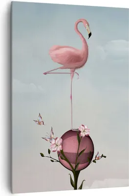 Produktbild von Bild auf Leinwand - Leinwandbild - Einteilig - Flamingo Blume Grafik Illustration - 70x100cm - Wand Bild - Wandbilder - Leinwanddruck - Wanddekoration - Leinwand bilder - Wandbild - PA70x100-3187