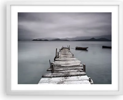 Produktbild von Gerahmtes Poster - Weißer Rahmen - Brücke See - 50x40 cm - Wand Bild - Wanddeko - Wandbilder - Kunstposter - Wandposter - Bilderrahmen - Bilder - Kunstdruck - Wandbild - P2WAA50x40-3547