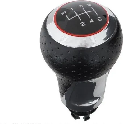 Immagine prodotto di Pomello del cambio a 6 marce, nero e rosso, forato, cromato, per VW / Audi / Seat / Skoda