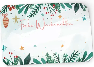 Produktbild von itenga 50x Sticker Geschenkaufkleber Frohe Weihnachten Zweige rechteckig 6 x 4 cm