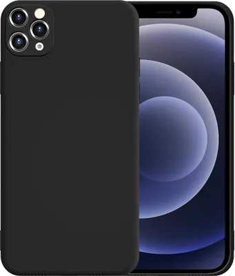 A black iPhone case is shown on the left, and the screen of an iPhone is shown on the right.