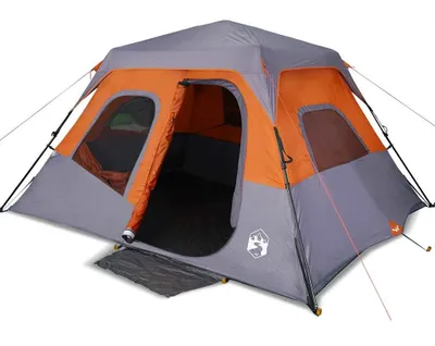 Productafbeelding van vidaXL Familietent, 6 personen, grijs/oranje, snelle opzet, waterdicht
