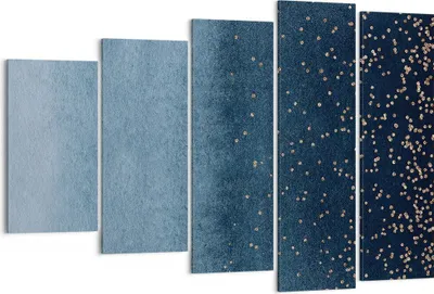 Produktbild von Bild auf Leinwand - Leinwandbild - 5 Teile - Blau Golden Hintergrund - 150x100cm - Wand Bild - Wanddeko - Wandbilder - Leinwanddruck - Bilder - Wanddekoration - Leinwand bilder - EG150x100-5094