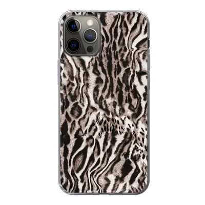 Produktbild von MuchoWow® Handyhülle Schutzhülle Hülle für iPhone 12 Pro Pantherdruck - Formen - Schwarz - Braun Silikon Softcase Handy Hülle - Abdeckung