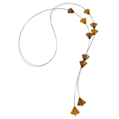 Produktbild von Kette Drahtkette Dreiecke topas-transparent Kunststoffperlen 85cm braun 85
