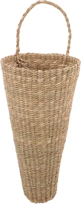 Imagen del producto de Cesta de mimbre para flores, ideal como elemento decorativo para colgar en interiores y exteriores, con un estilo rústico y vintage