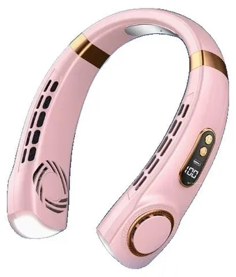 Image de Ventilateur de cou, rechargeable par USB, avec plusieurs vitesses, couleur rose