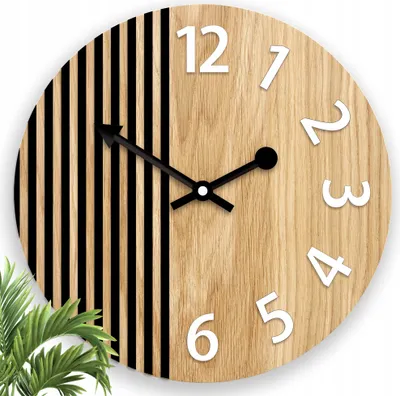Produktbild von ModernClock, Wanduhr, Wohnzimmer, 33cm, große Wanduhr aus Eiche, Londyn
