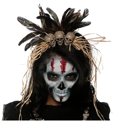 Produktbild von Totenschädel Kopfschmuck als Voodoo Kostümzubehör