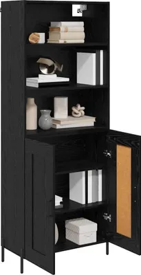 Obrázok produktu pre vidaXL Highboard čierny dubový vzhľad 69,5 x 34 x 180 cm materiál na báze dreva